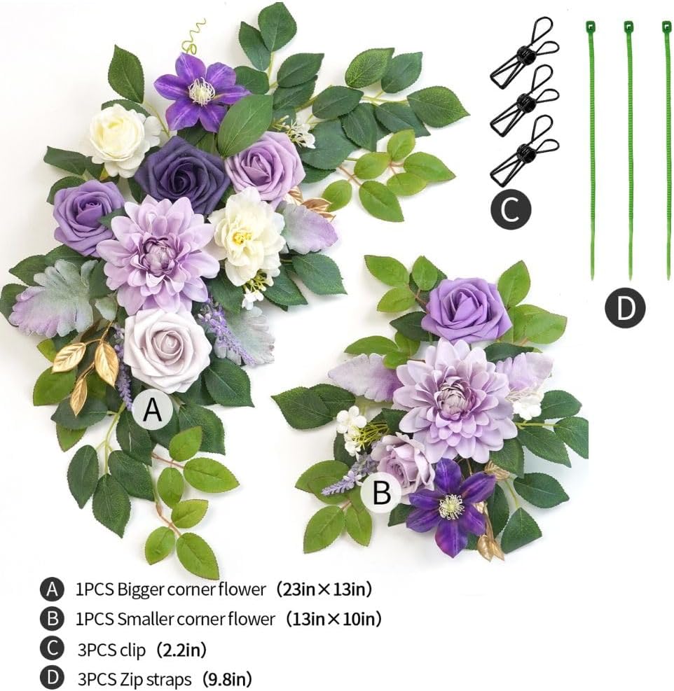 Wedding decor (pack of 2) Welcome Sign Flower Backdrop Garland For Ceremony Reception Wall Easel