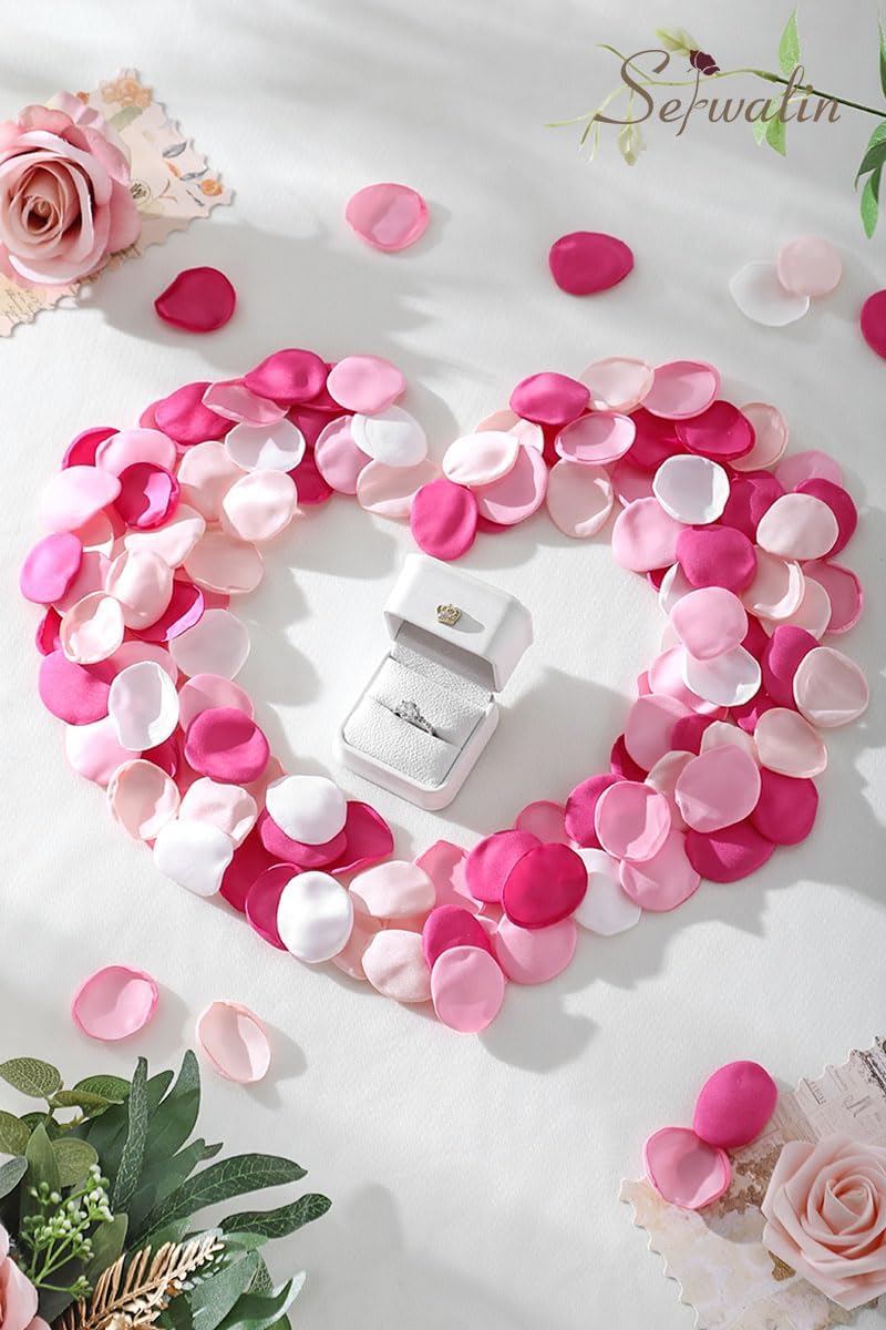 Serwalin 300Pcs Silk Rose Petals Fuschia Flower Petals for Wedding Petals Flower Girl Petals for