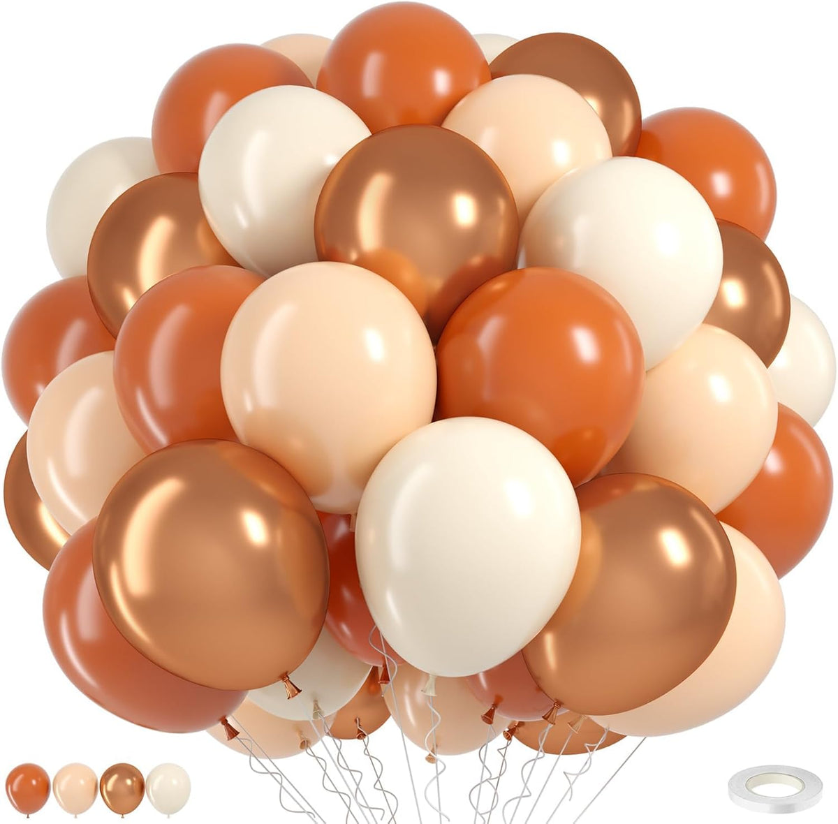 Fall Balloons 55pcs Burnt Orange Gold Balloons 12 Inch, Terracotta Dusty Orange Metallic Copper
