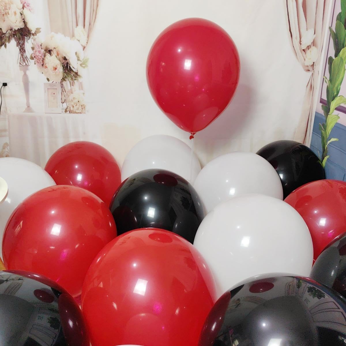 90 Pack 18 inch Red Black White Balloons 30 of each of the 3 colors Red White Black Latex Party big