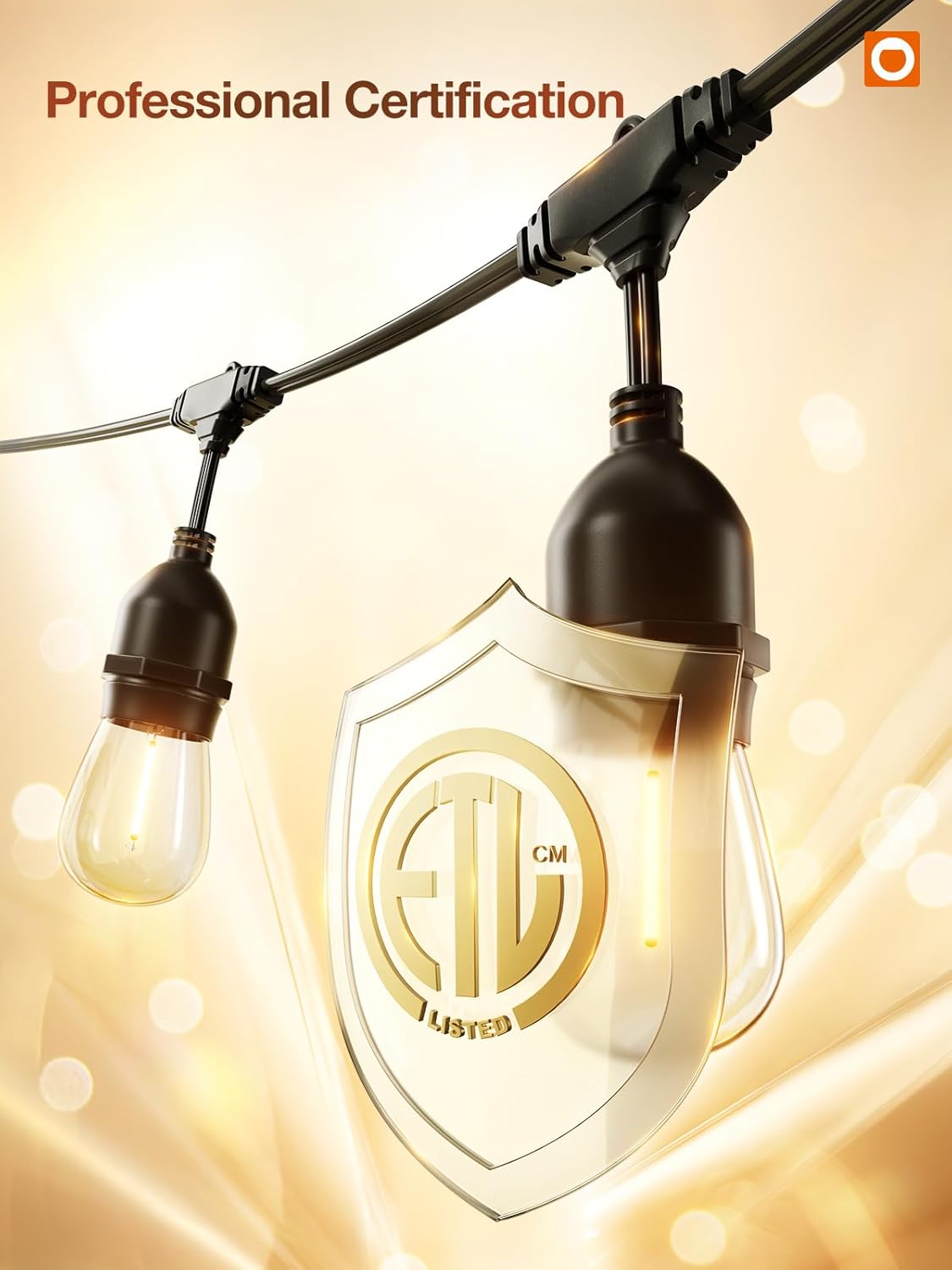 addlon LED Outdoor String Lights 36FT with Dimmable Edison Vintage Shatterproof Bulbs and