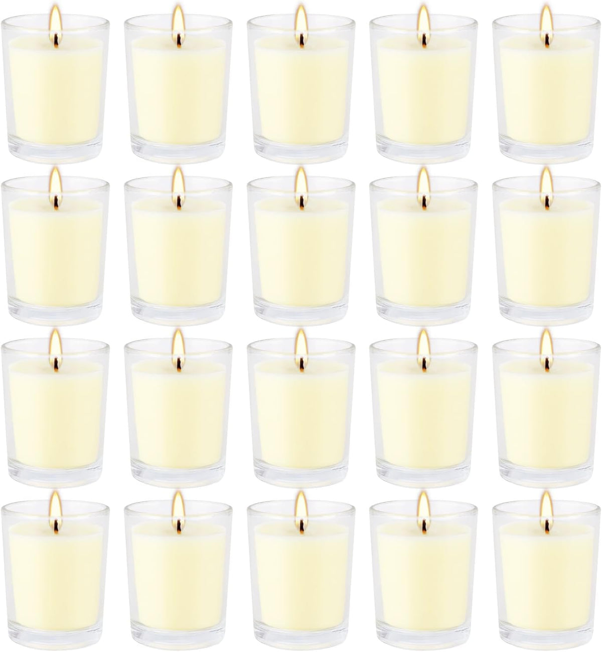 Set of 20 x 2.0 oz Votive Citronella Candles in Glass Cup Decorative Candle Yellow Citronella Tea