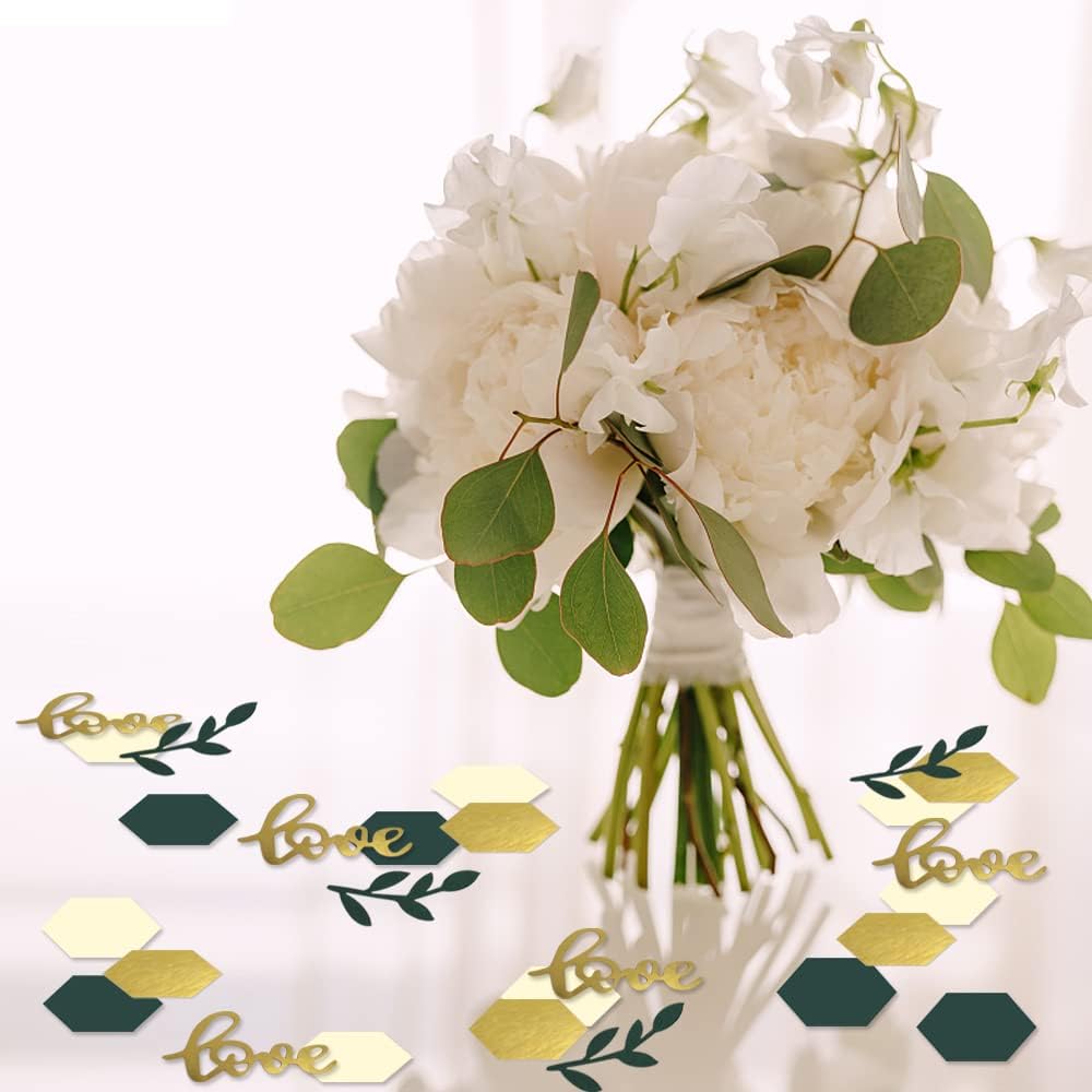 Greenery Wedding Table Confetti,Boho Love Theme Party Confetti,Sage Leaf Engagement Party Table