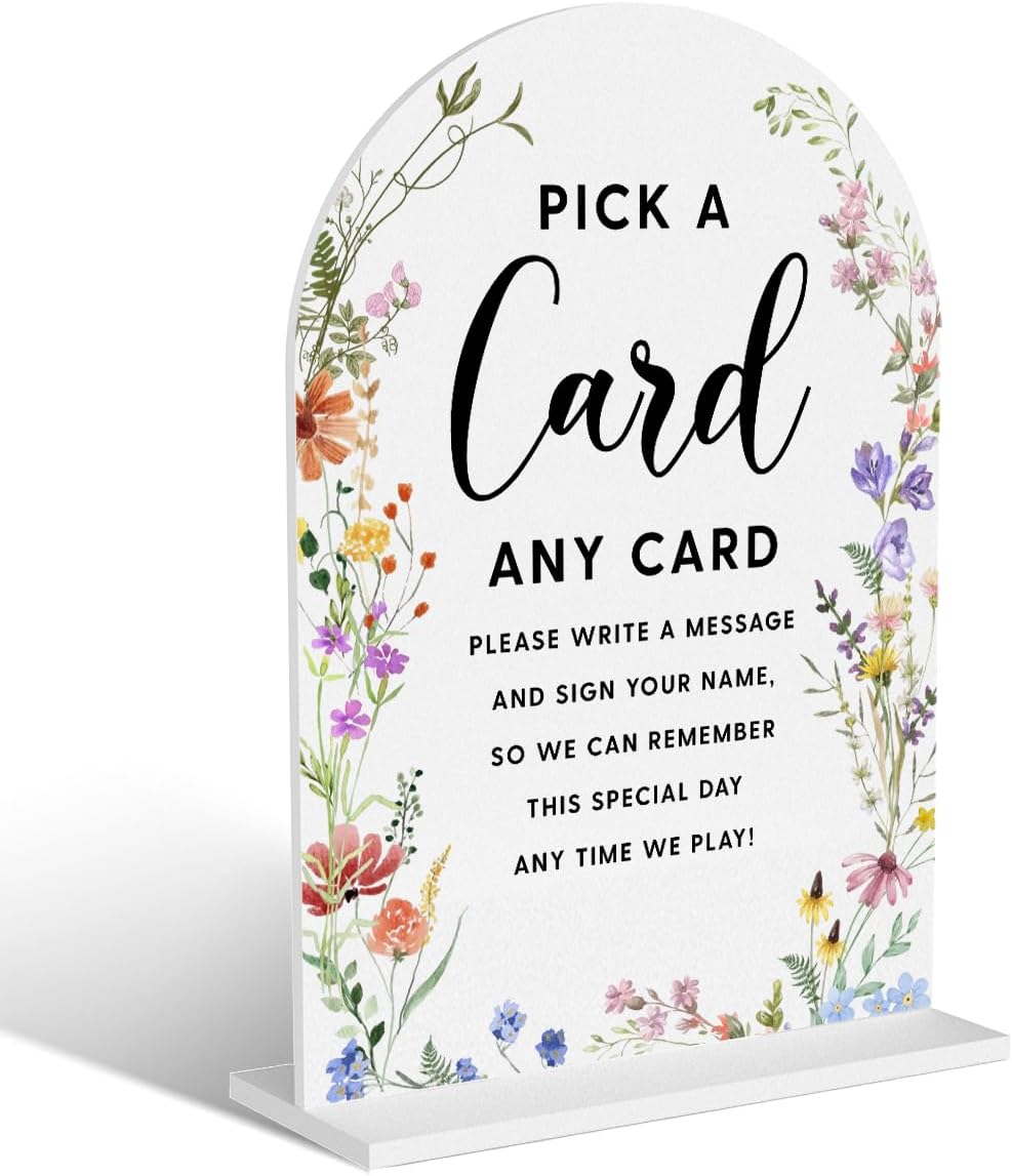 Acrylic Wedding Signs, Pick A Card Signs for Marriage Reception, Bridal Shower Decorations, Modern