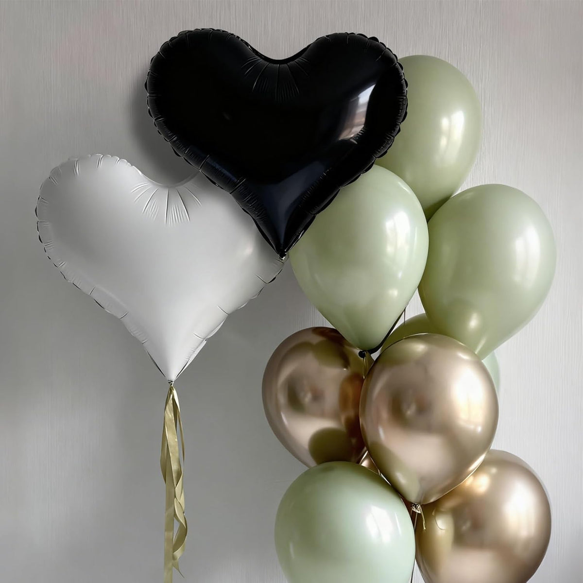 Black White Heart Balloons,24Inch Large Black Heart Foil Balloons for Valentine's Day Birthday