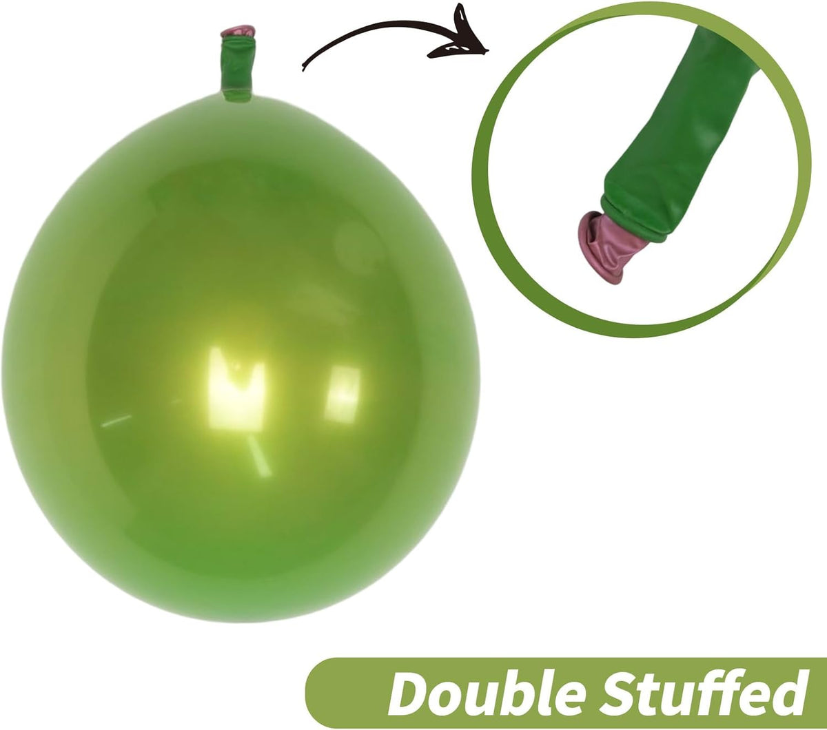Chrome Green Balloons, 50 PCS 10 Inch Double-Layered Metallic Light Green Balloons, Shiny Thick