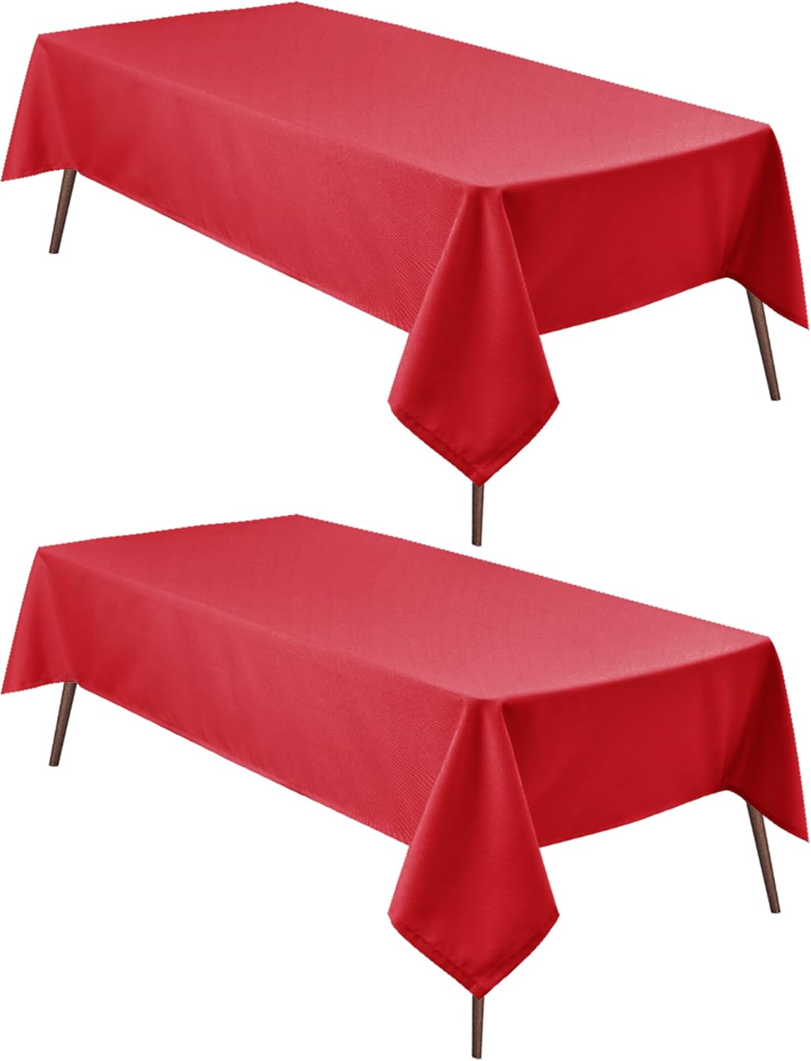Hiasan 2 Pieces Red Tablecloth Rectangle - Wateproof and Spillproof Kitchen Christmas Washable