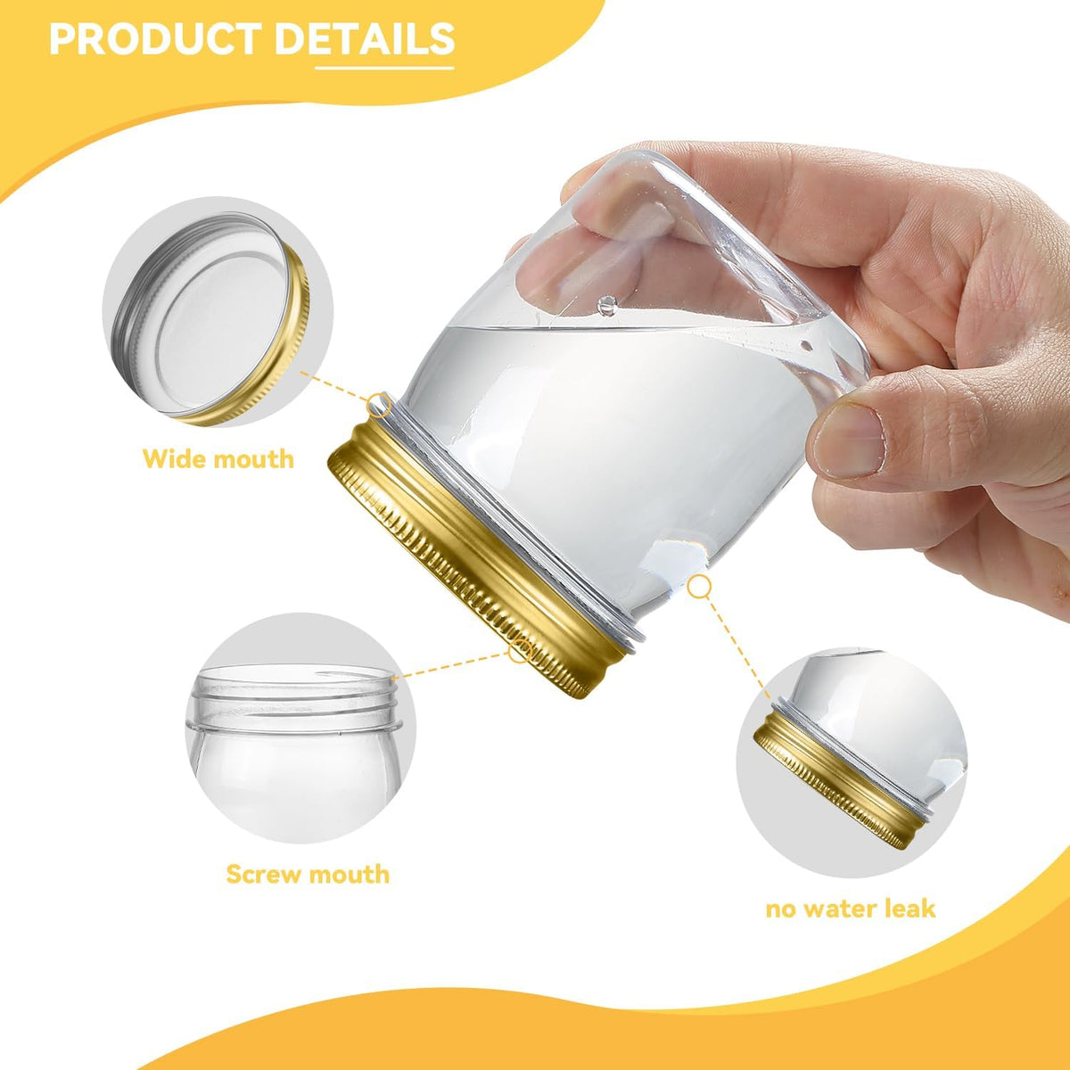 novelinks 8 oz Clear Plastic Jars with Screw-On Lids - BPA-Free Refillable Storage Containers for