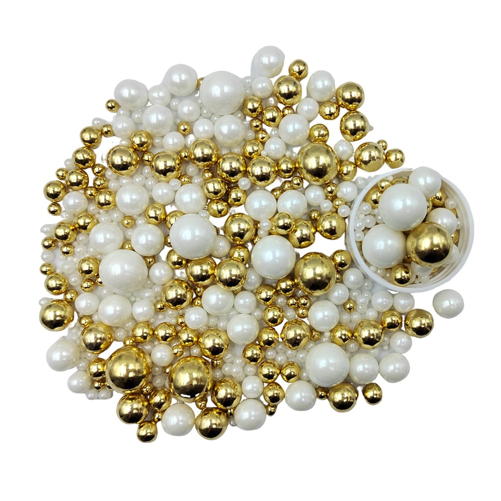 Edible Pearl Sugar Sprinkles White Gold Candy Mixing Size Baking Edible Cake Decorations Cupcake