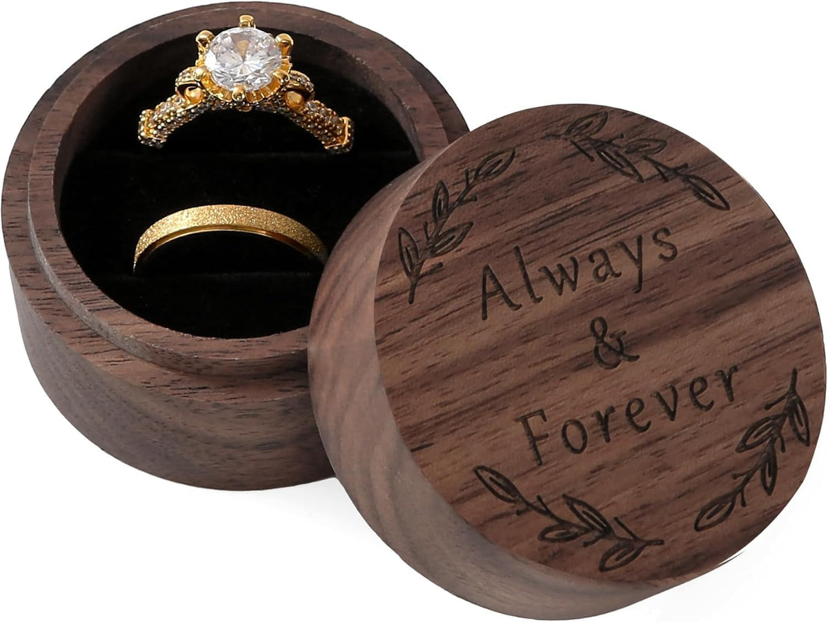 Ring Box, Wooden Ring Box for Wedding Ceremony Ring Bearer Box, Engagement Ring Holder Gift for