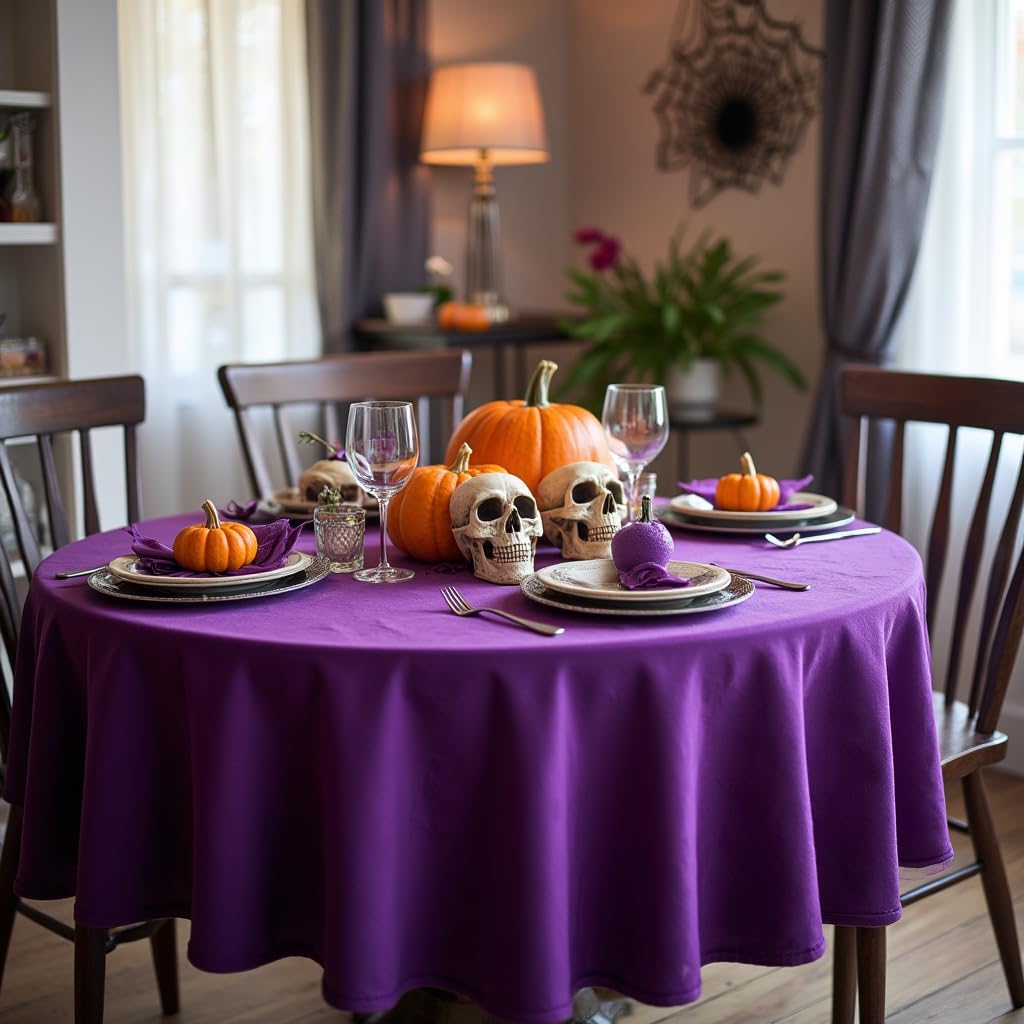 sancua Round Tablecloth - 60 Inch - Water Resistant Spill Proof Washable Polyester Table Cloth