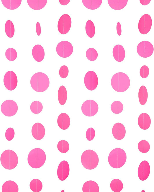 Hot Pink Paper Garland Circle Dot Party Banner Wall Streamers Backdrop Ceiling Hanging Decorations