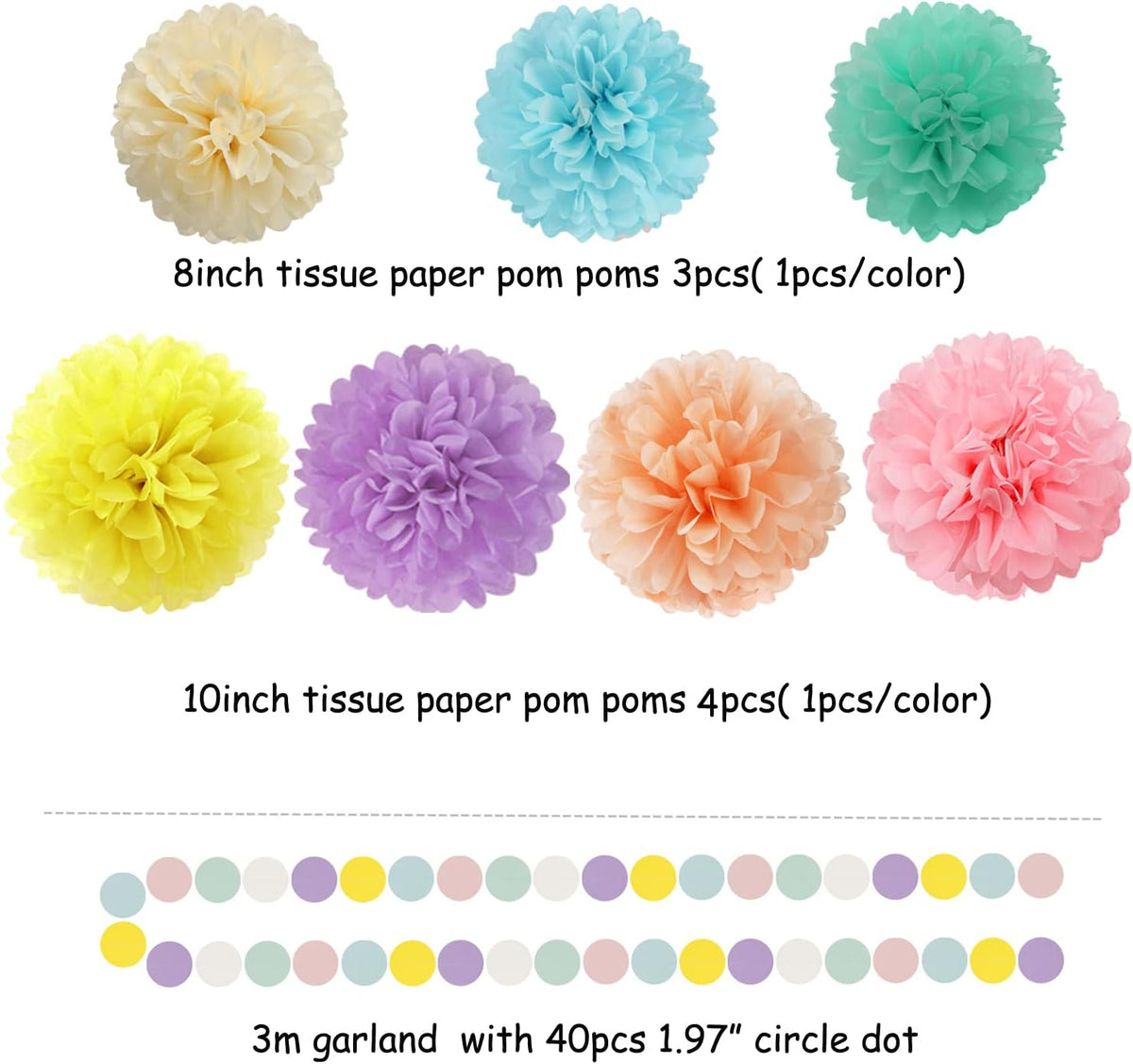 Pastel Rainbow Party-Decorations Supplies Streamers-Garland - 29pcs Baby Shower Birthday Wedding