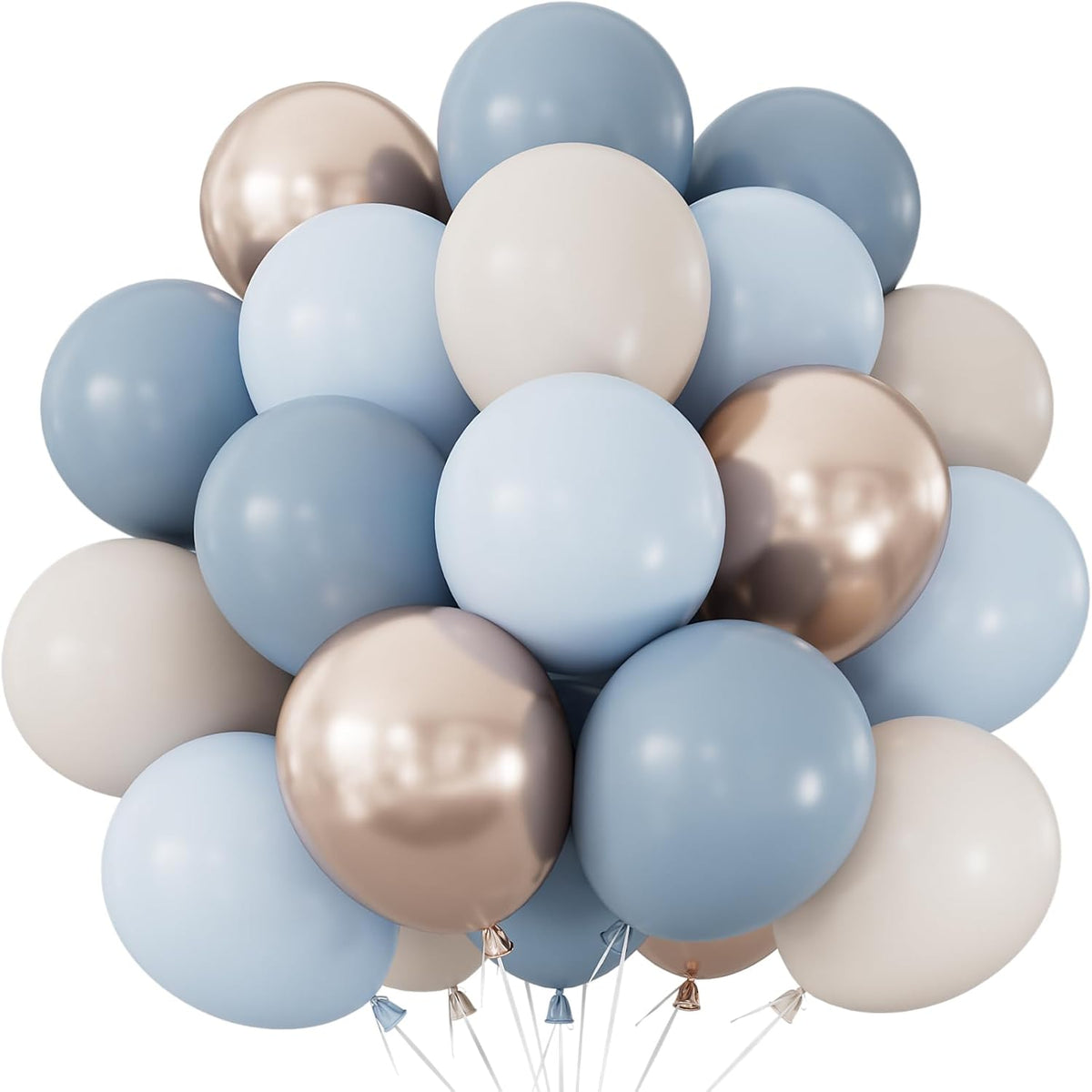 Dusty Blue and Gold Balloons - 12 Inch Dusty Blue Balloons Metallic Gold Sand White Latex Balloon