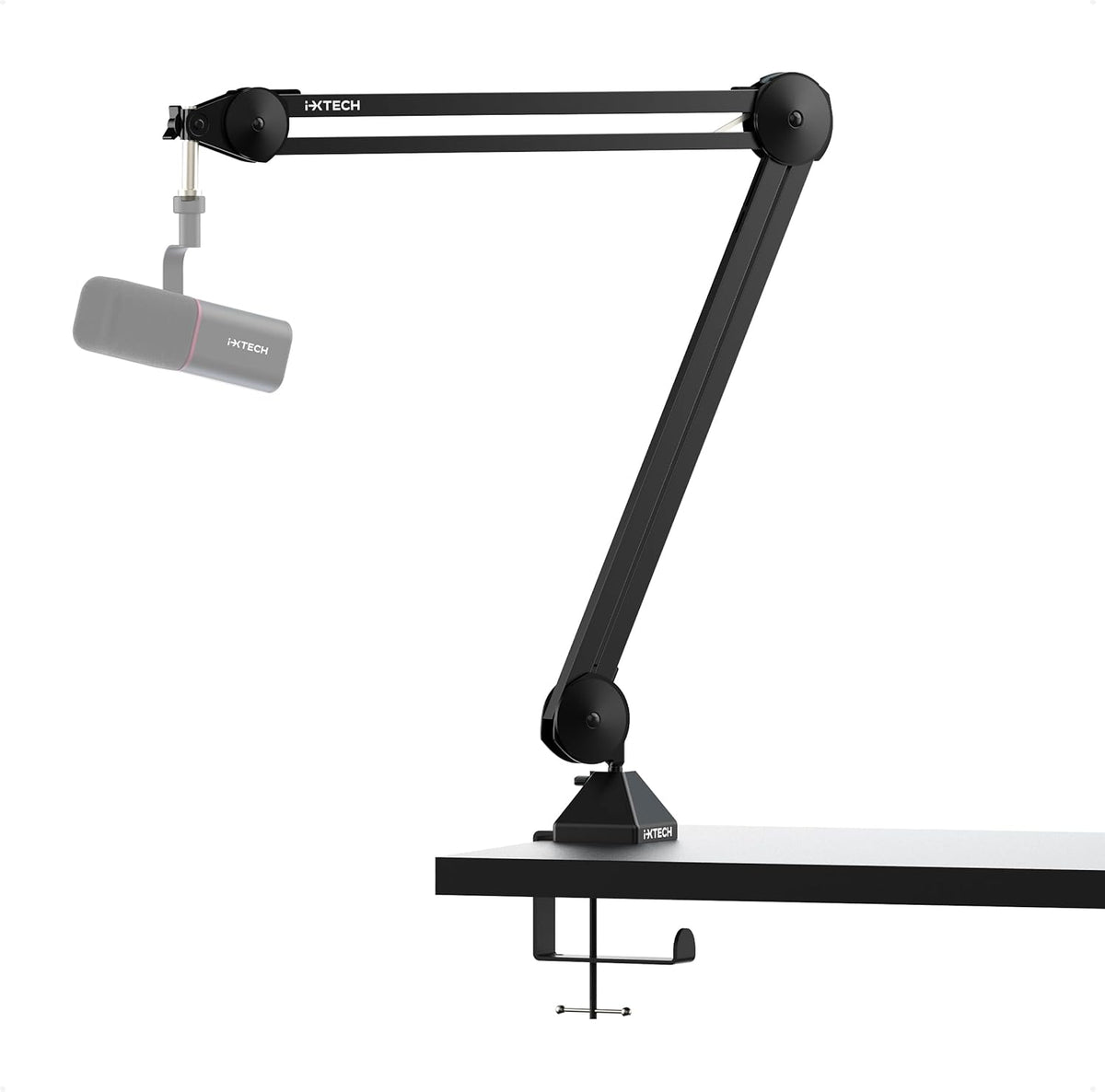 IXTECH Microphone Boom Arm Stand, Heavy Duty Adjustable Mic Stand with Cable Ties, Desk Mount Arm