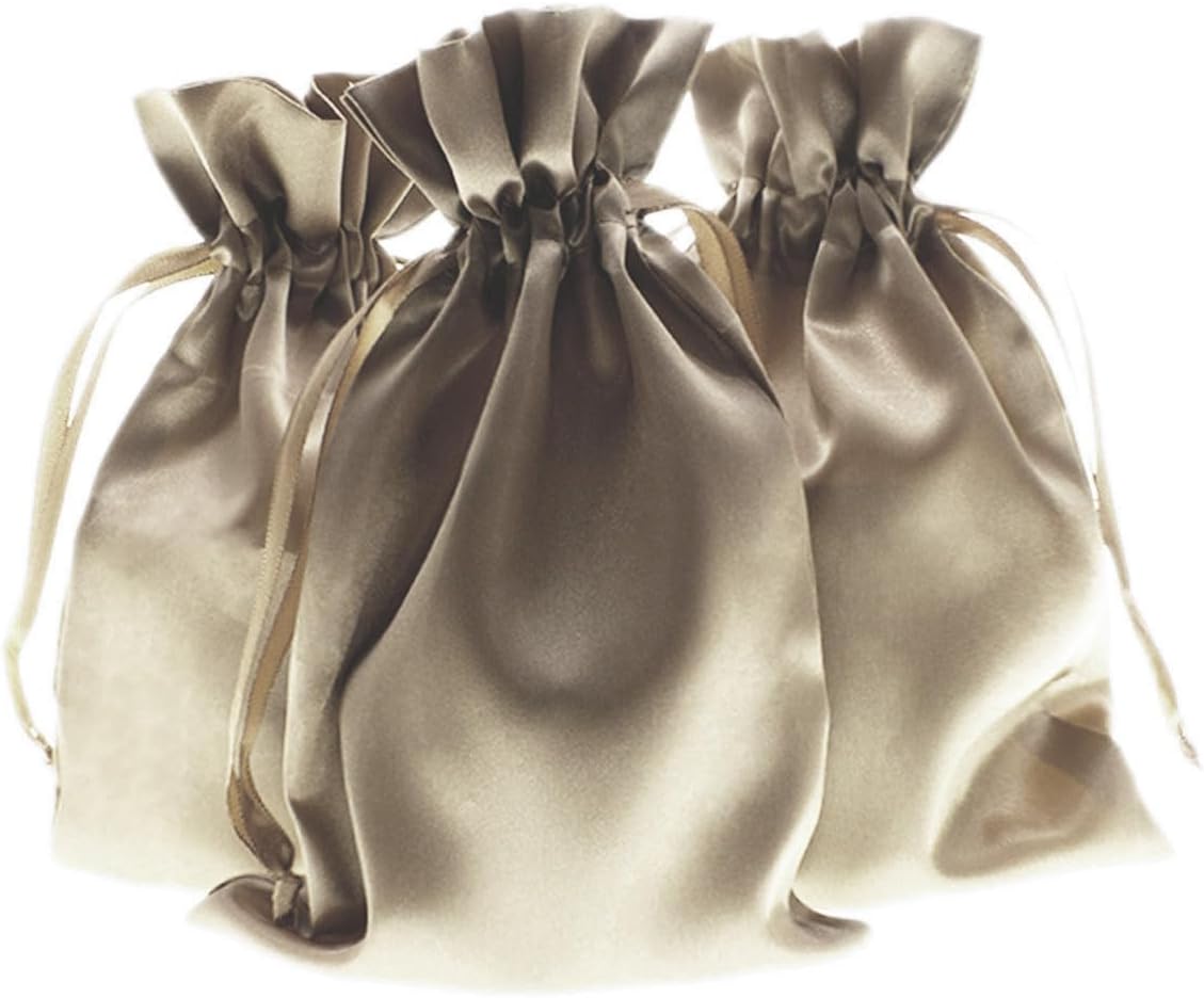 4" x 6" Champagne Satin Gift Bags, Jewelry Bags, Wedding Favor Drawstring Bags Baby Shower