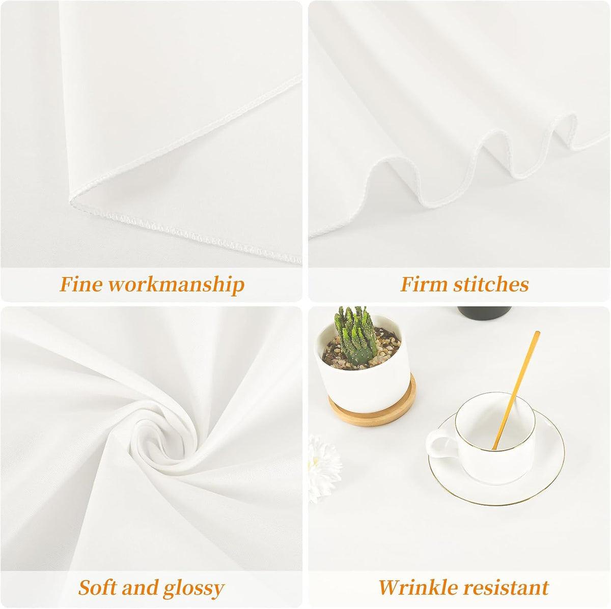 12 Pack Round Tablecloth 90 Inch - Ivory Polyester Table Cloth for Round Table, Premium Ivory