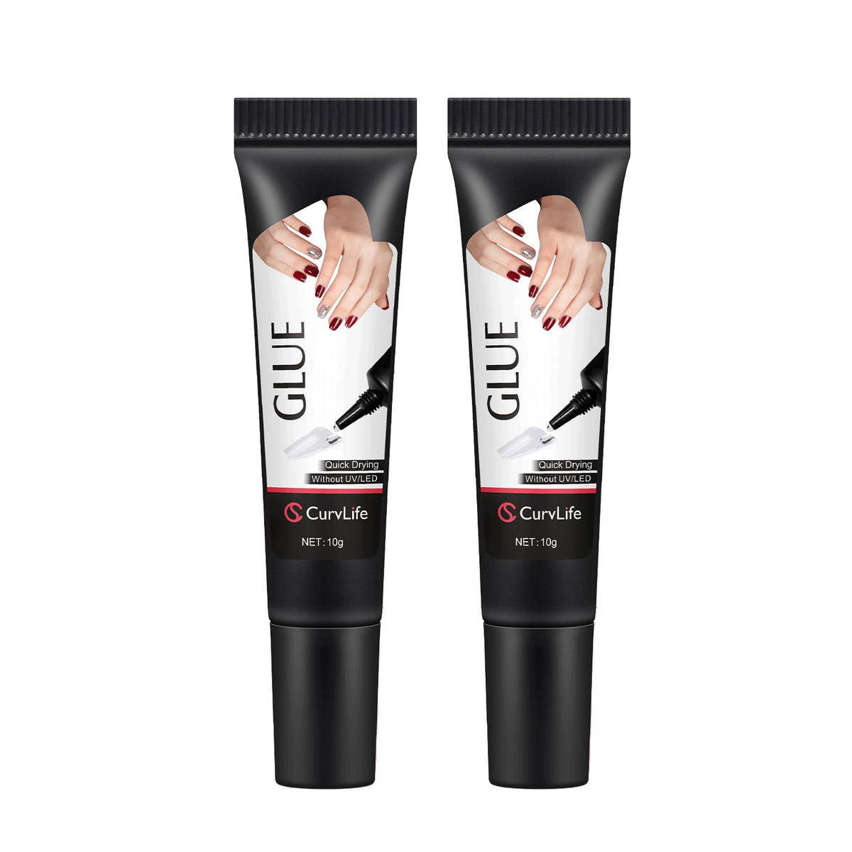 Curvlife Upgraded Super Strong 10g Semi Solid Nail Glue, 2pcs Best Soft Gel Nail Glue for Press on