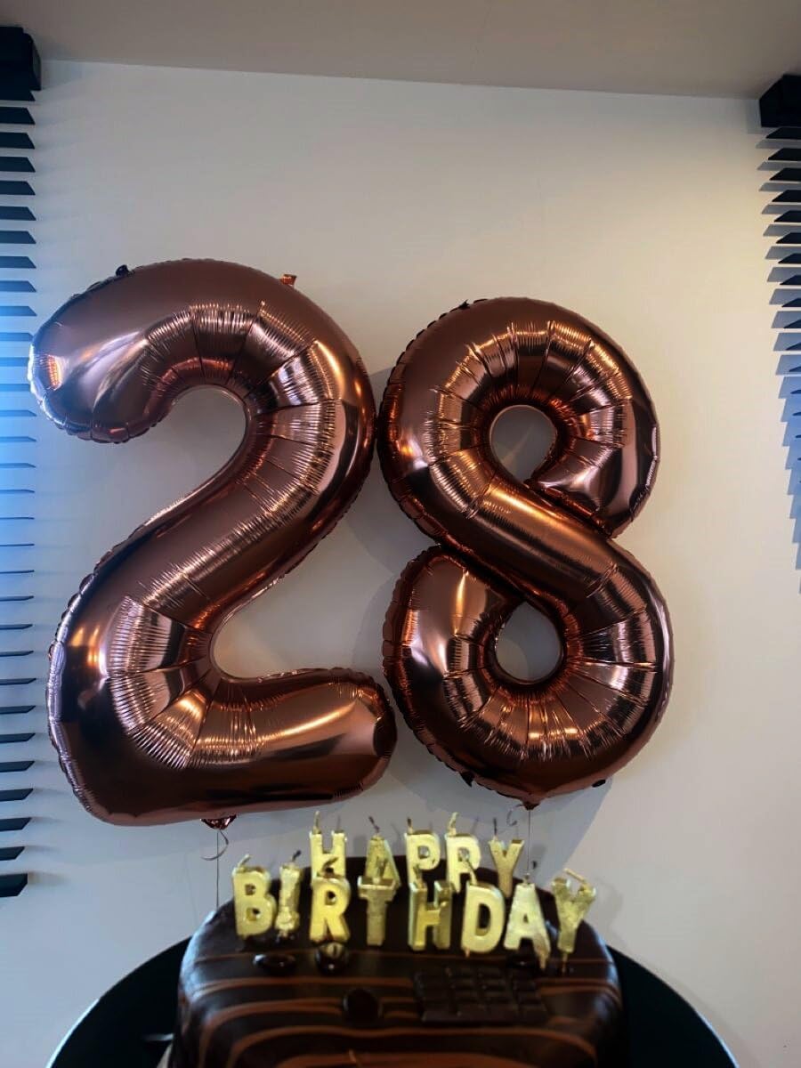 Big 40 Inch Coffee Brown 2 Number Balloon Birthday Decoration, Dark Brown Number 2 Helium Balloons