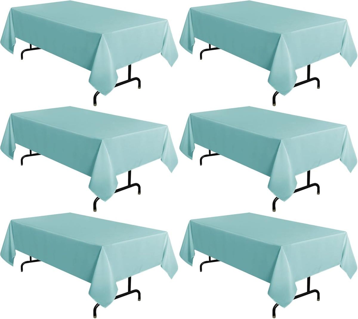 sancua 6 Pack Turquoise Tablecloth 60 x 102 Inch, Rectangle Table Cloth for 6 Feet Tables - Stain