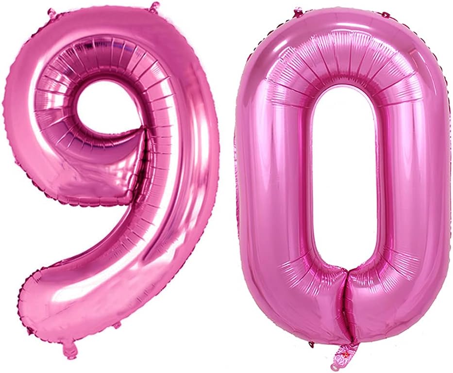 GOER Number 90 Balloons for 90th Birthday Party Decorations,42 Inch Jumbo Foil Helium Balloons for