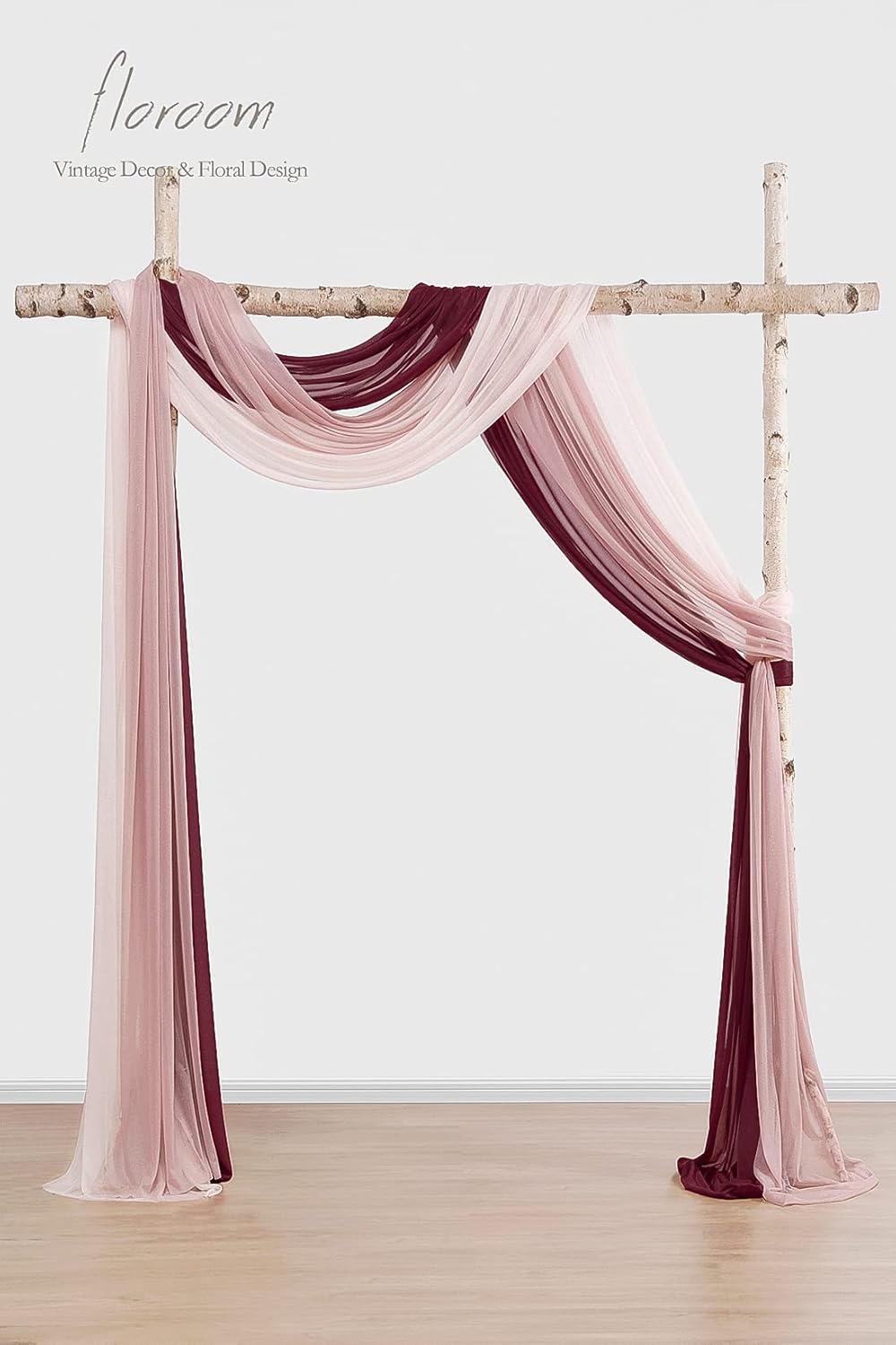 Floroom Wedding Arch Draping Fabric 3 Panels 20Ft Chiffon Fabric Drapes Arbor Drapery Wedding