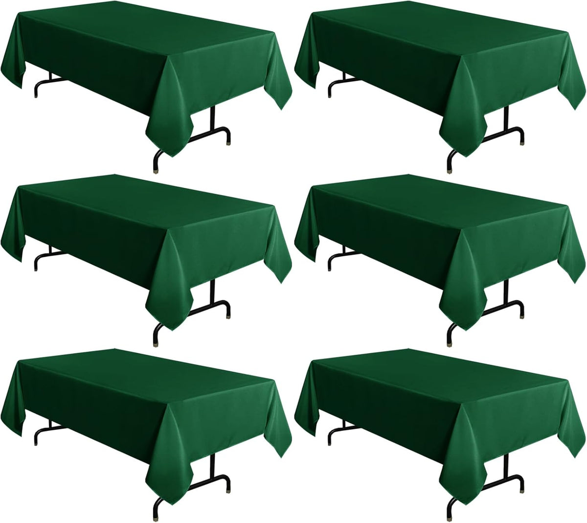 sancua 6 Pack Hunter Green Tablecloth 60 x 102 Inch, Rectangle 6 Feet Table Cloth - Stain and