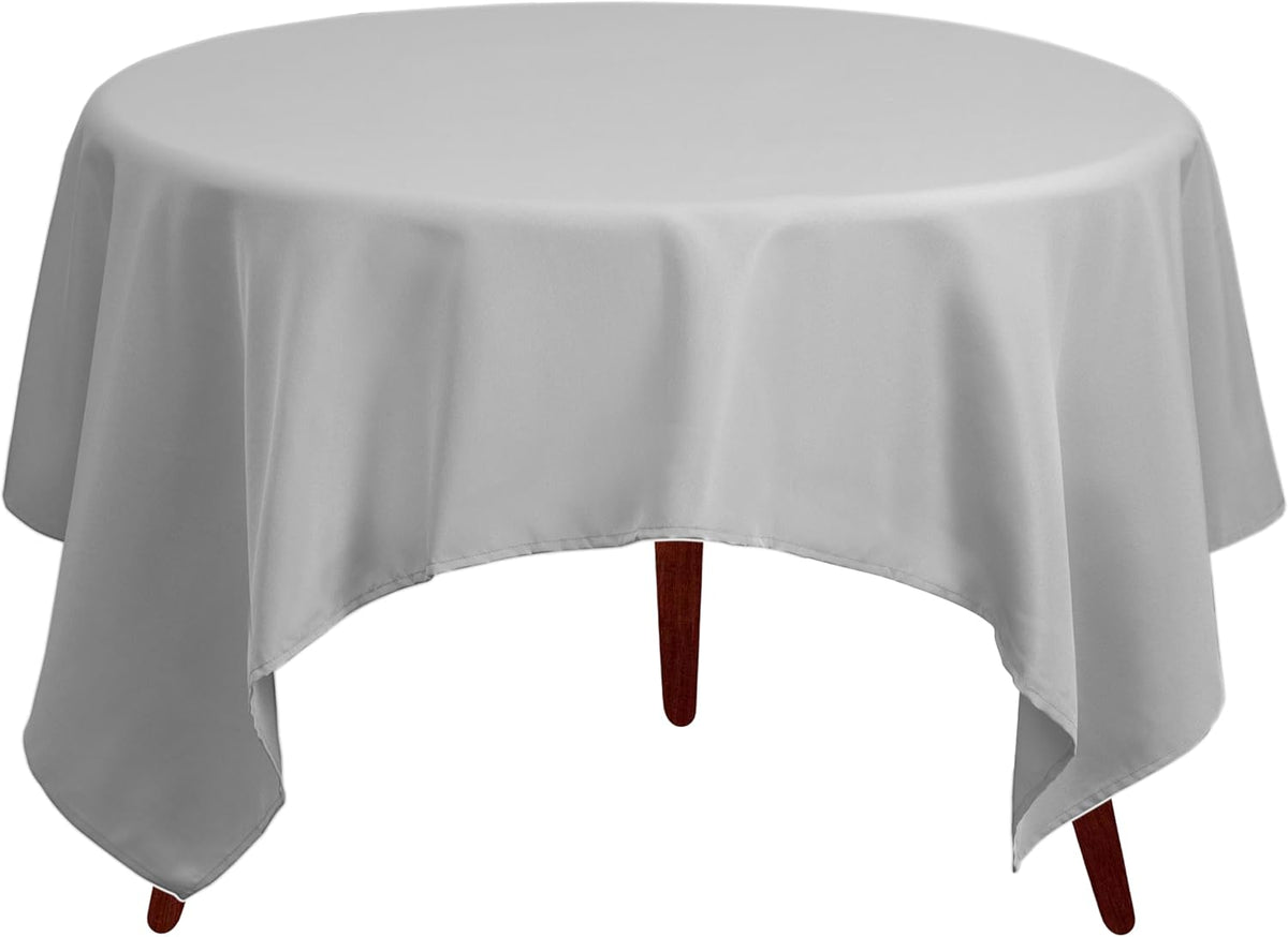 Gee Di Moda Square Tablecloth - 85 x 85 Inch Charcoal Table Cloth for Large Square or Round Tables
