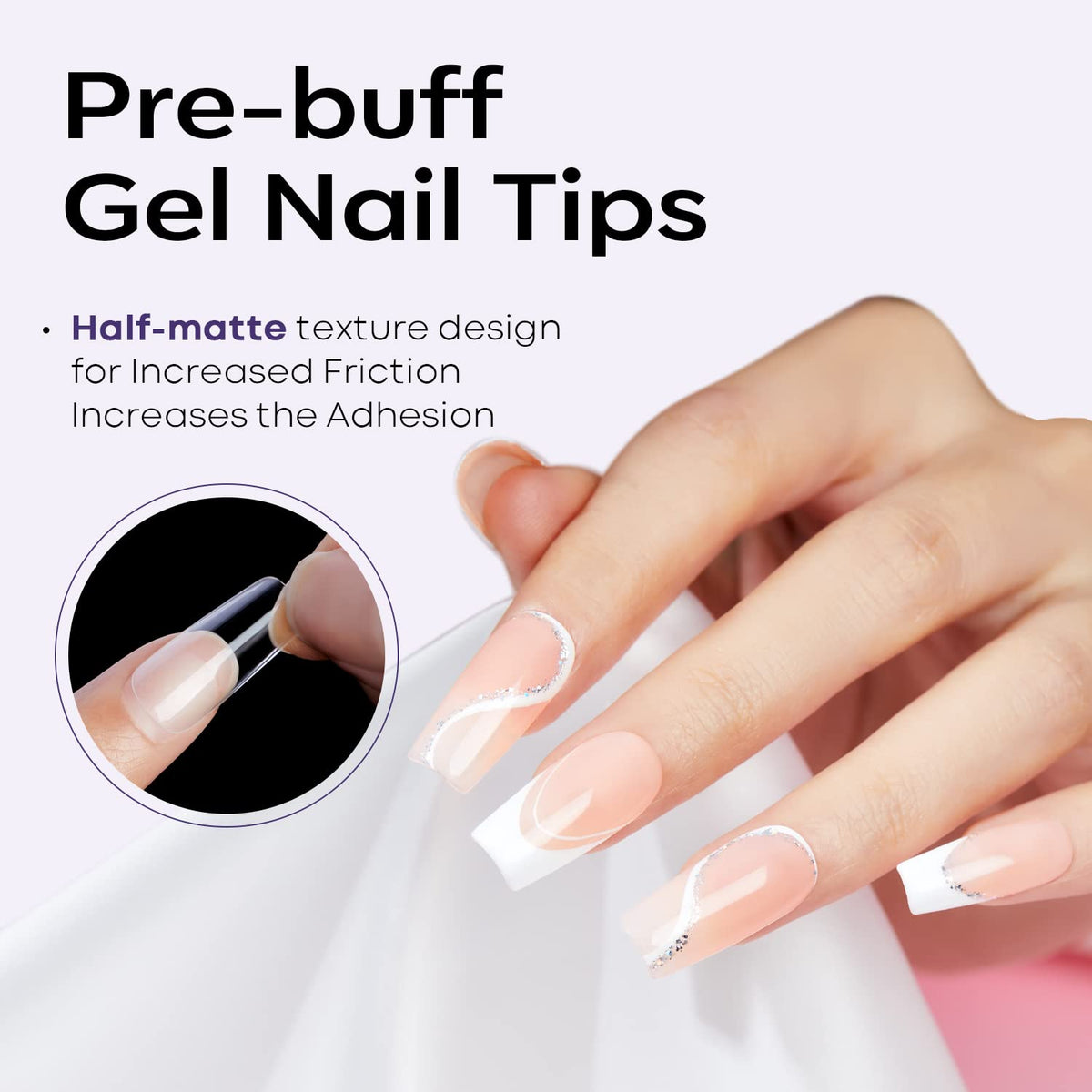 Modelones Medium Square Nail Tips - 510Pcs Fake Nails Gel Tips Pre-shaped Half Matte Full Cover