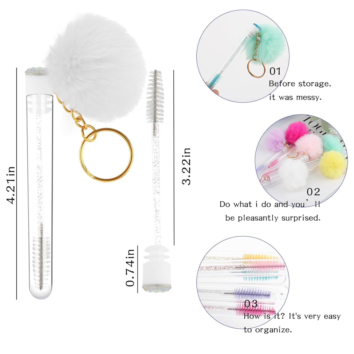 48 Pieces Disposable Mascara Wands Set,Include 24 pcs Disposable Crystal Lash Spoolies Brush and 24