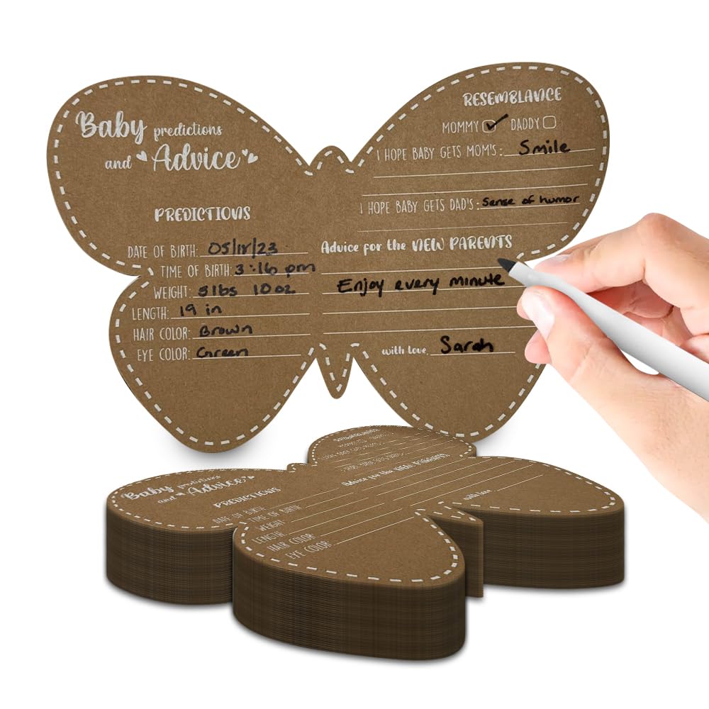 Butterfly Baby Shower Decorations - Baby Shower Advice Cards for Parents to Be- Baby Shower Games
