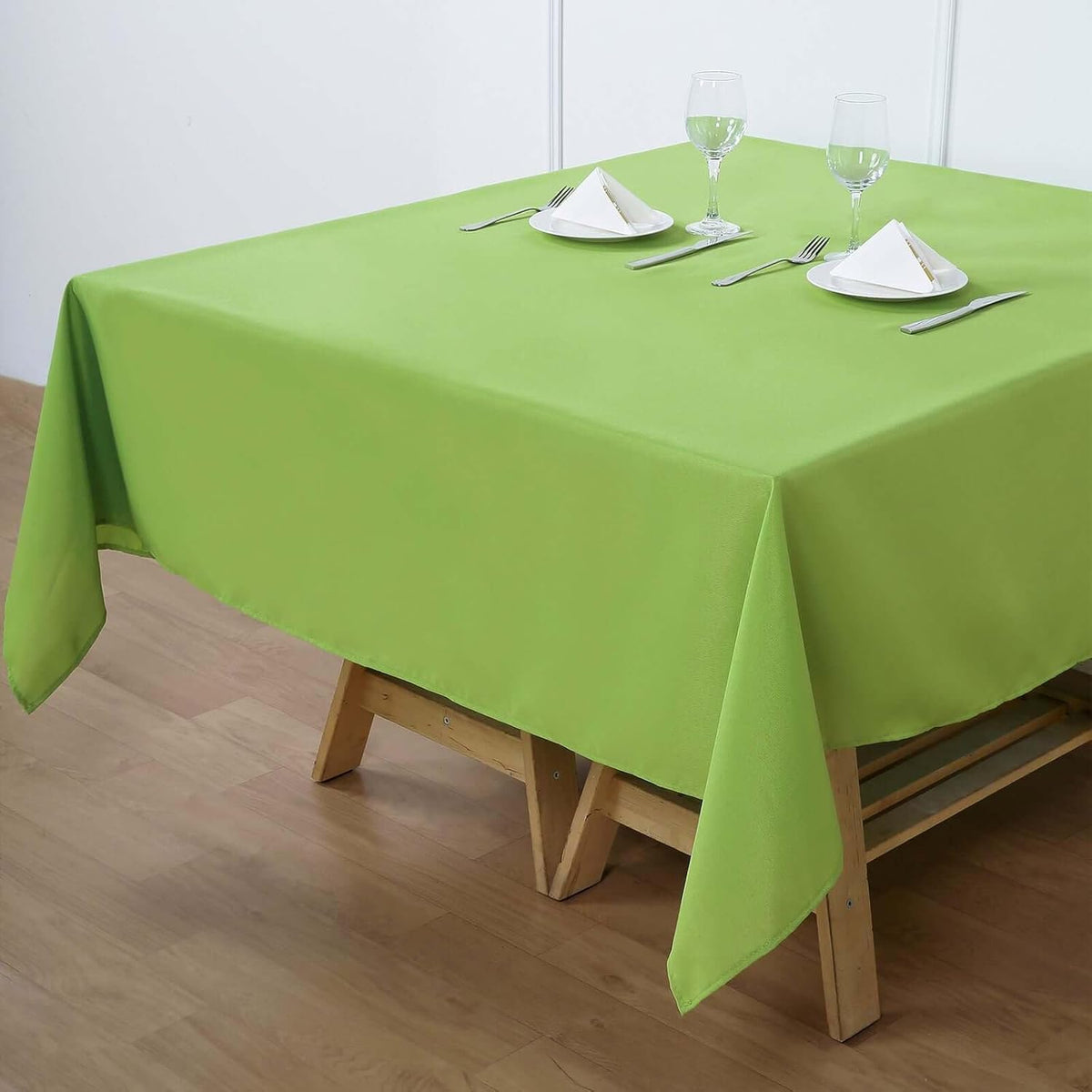 Efavormart 70" Lime Green Square Polyester Tablecloth for Dining Table, Wedding, Party, Event