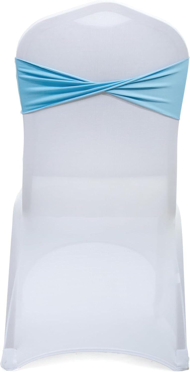 MDS Pack of 25 Spandex Chair Sashes Bows Elastic Stretch Dining Chair Bands Ties Without Slider