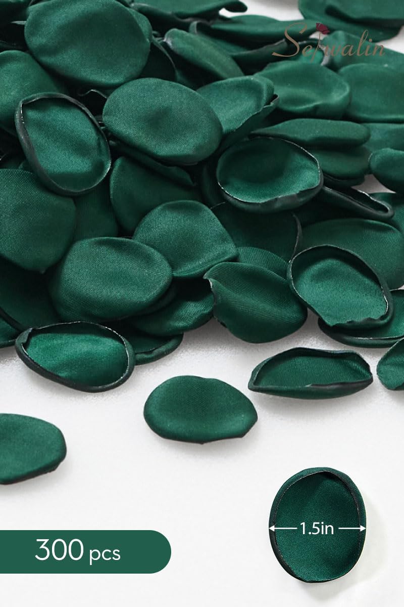 Serwalin 300Pcs Silk Rose Petals for Christmas Weddings Proposal Dark Green Flower Petals for