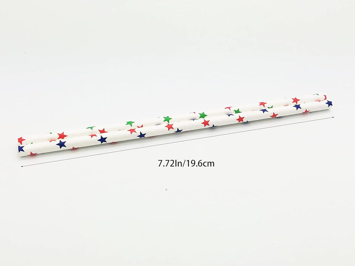 100 Pcs Colorful Disposable Straws, Star Drinking Straws, Rainbow Paper Straws for Juices, Shakes