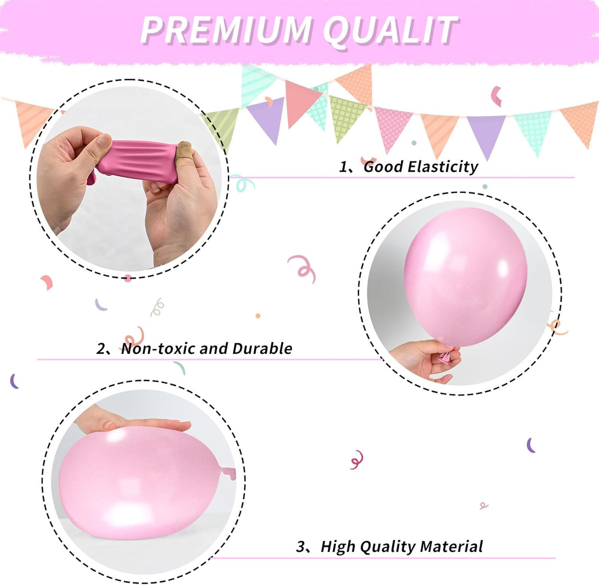 Pink and Black Balloons, Hot Pink Balloons White Dots Black White Dots Balloon with Confetti