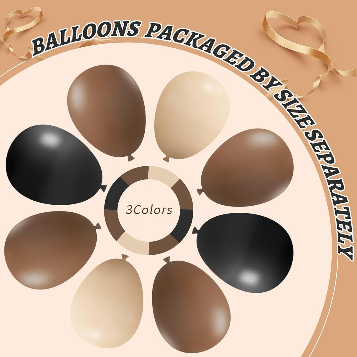412Pcs Brown Black Nude Balloon Garland Arch Kit, 18 12 10 5 inch Different Size Latex Balloons for