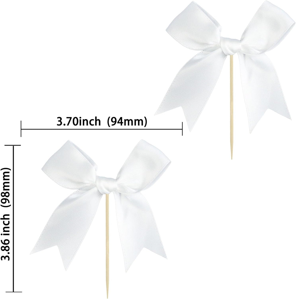 Ephlyn 24Pcs White Bow Cupcake Toppers Bow Cake Topper Birthday Decorations Mini Bowknot Cupcake