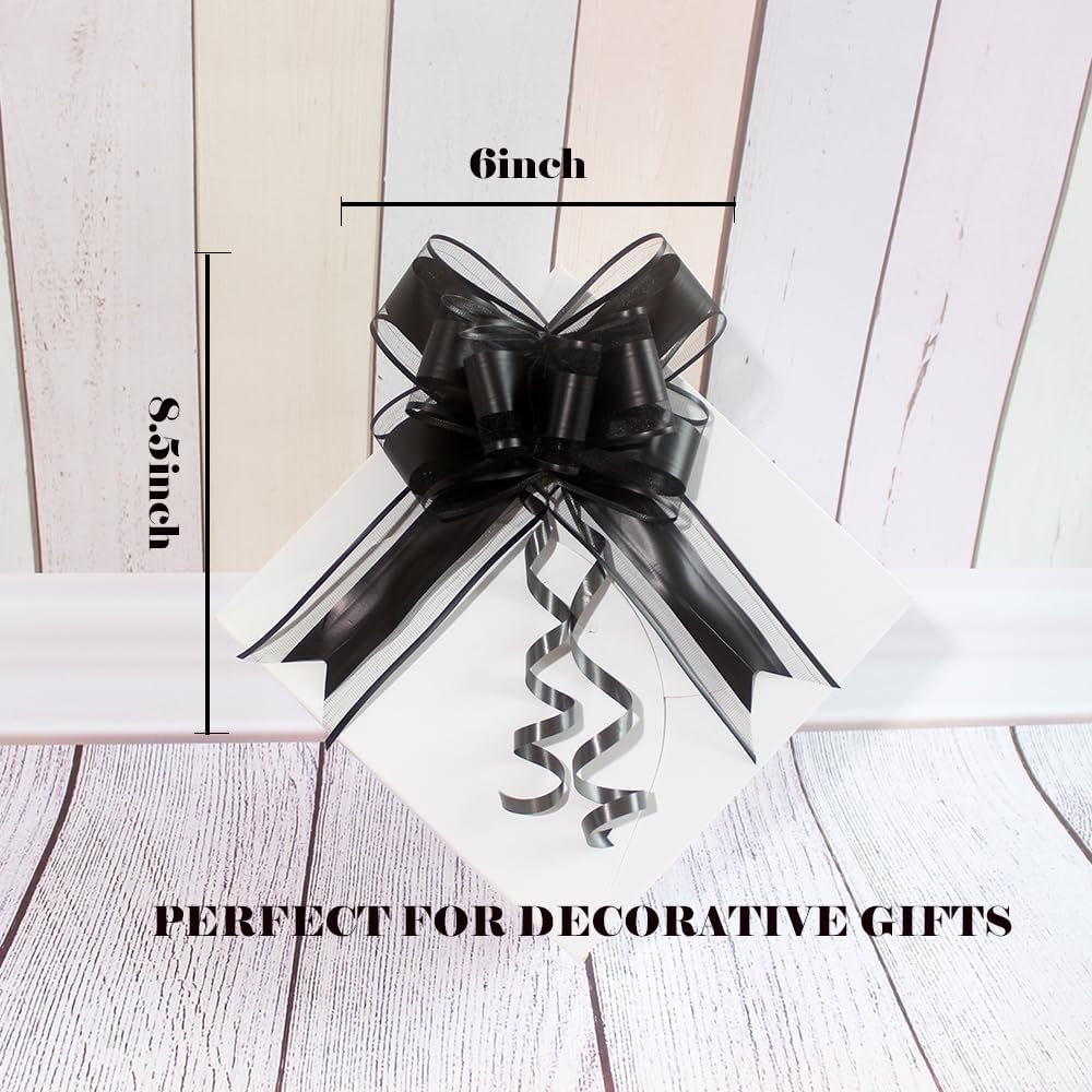 WEWILUCK Large Black Gift Bows - 15PCS Perfect bows for Gift Wrapping, Pull Bows for Man Present