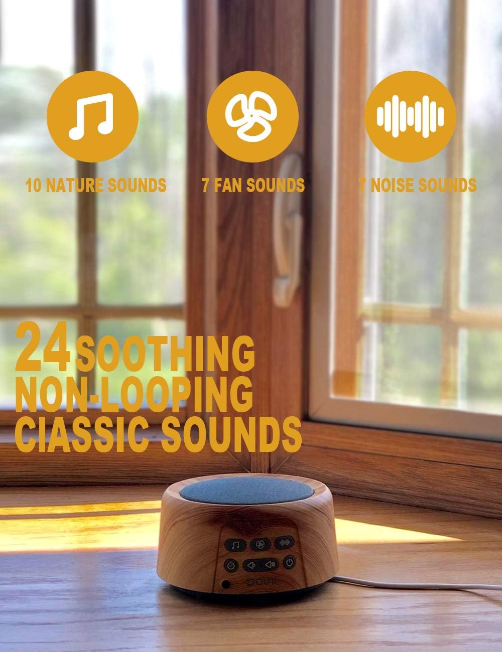 Douni Sleep Sound Machine - White Noise Machine with 24 Non-Looping Soothing Sounds for Sleeping &