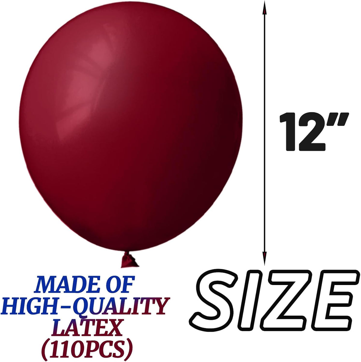 110pcs Burgundy Red Balloon 12 Inch, Burgundy Red Latex Balloons for Birthday Party Baby Shower