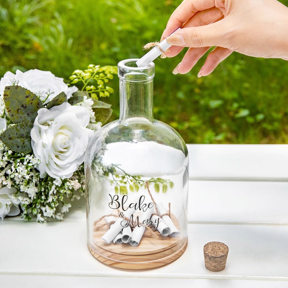 callie Personalized Message in a Bottle Wedding, Custom Couple Names Text on Wedding Guest Book