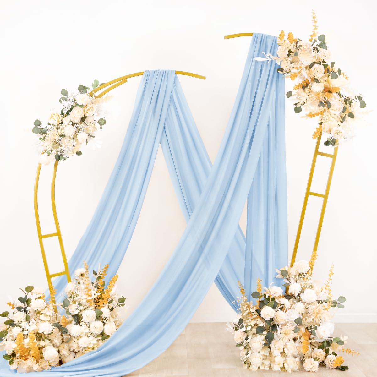 Socomi Wedding Arch Draping Fabric 1 Panel 29" x 19Ft Baby Blue Sheer Chiffon Curtain Drapes 6