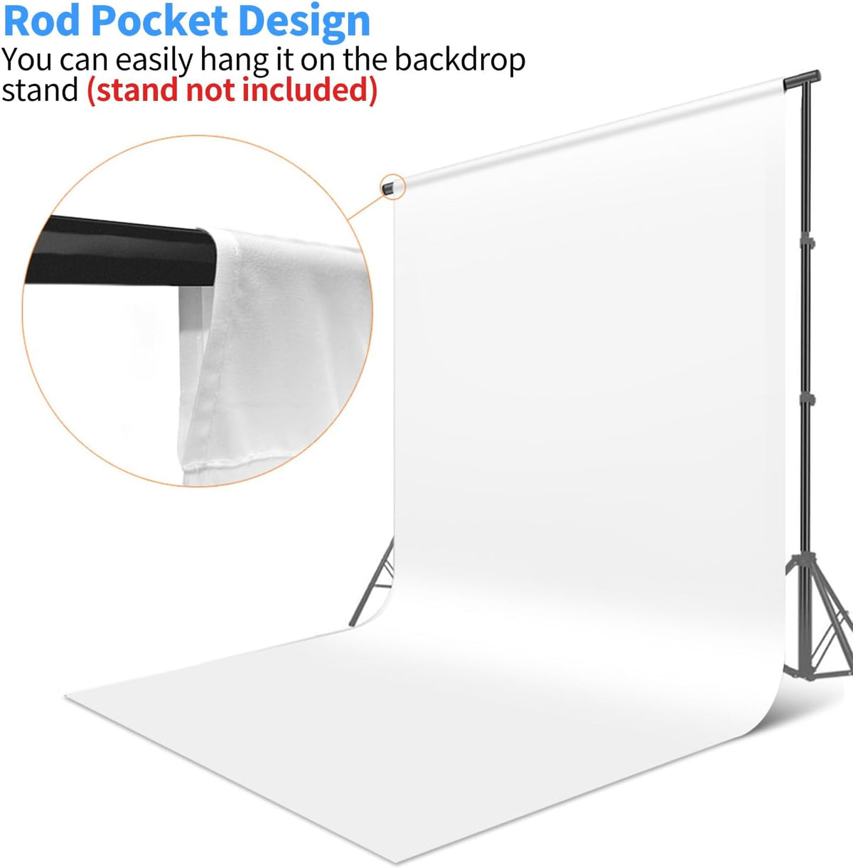 HEMMOTOP White Photo Backdrop, 6x9 ft White Background for Photography, Seamless Screen Backdrops