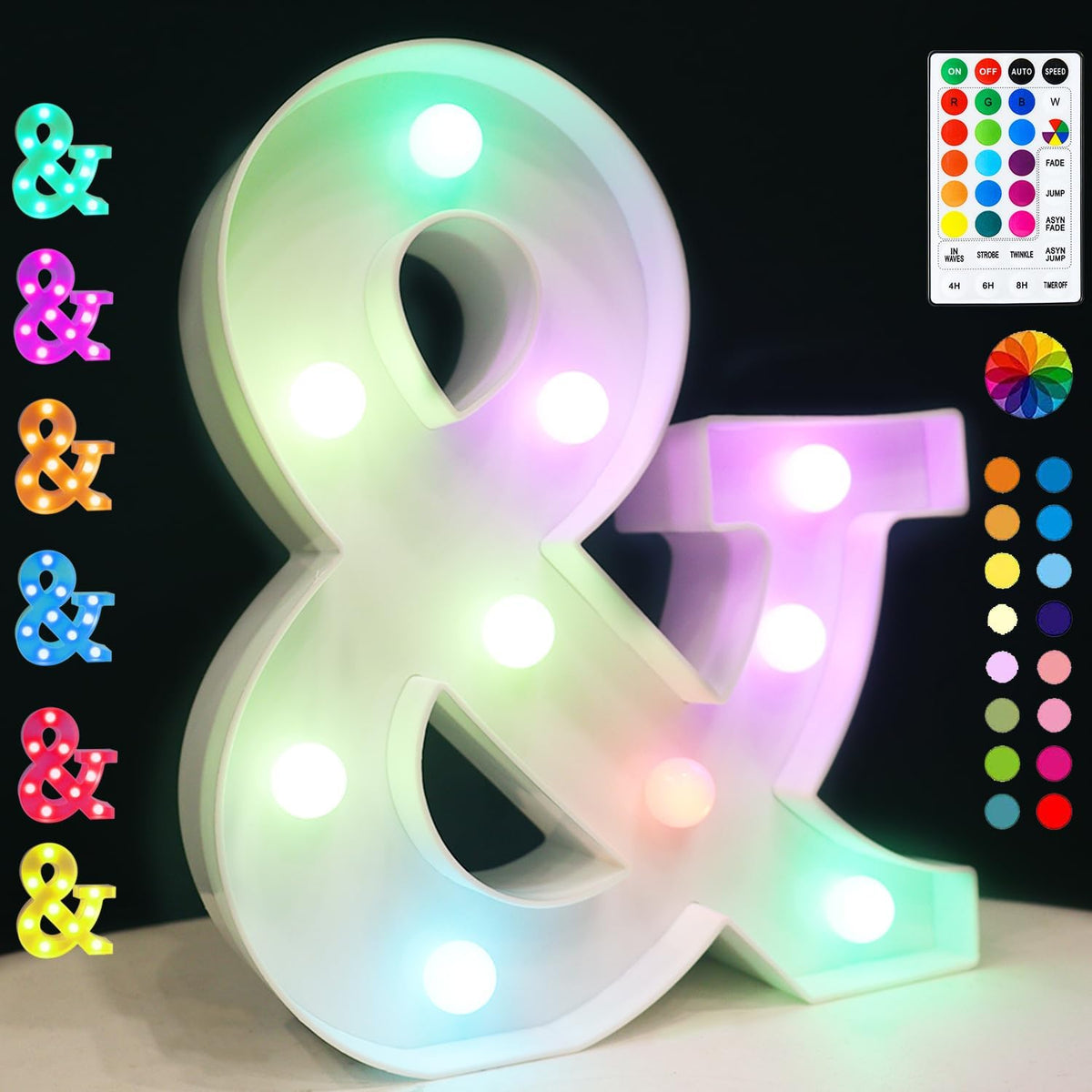 Light Up Colorful LED Marquee Letter lights, 18 Colors Changing Alphabet Letters Sign with Remote