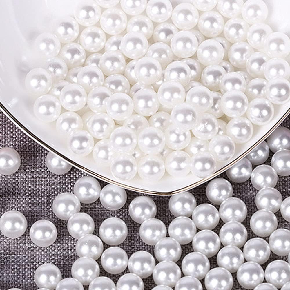 600pcs White Pearl Beads Bulk,8mm Round White Pearl Beads for Craft Loose Fake Pearl beads with