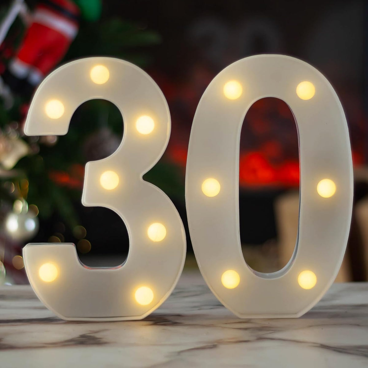 LED Marquee Letter Lights, Decorative Light Up Numbers for 30th Birthday Party, Battery Operated