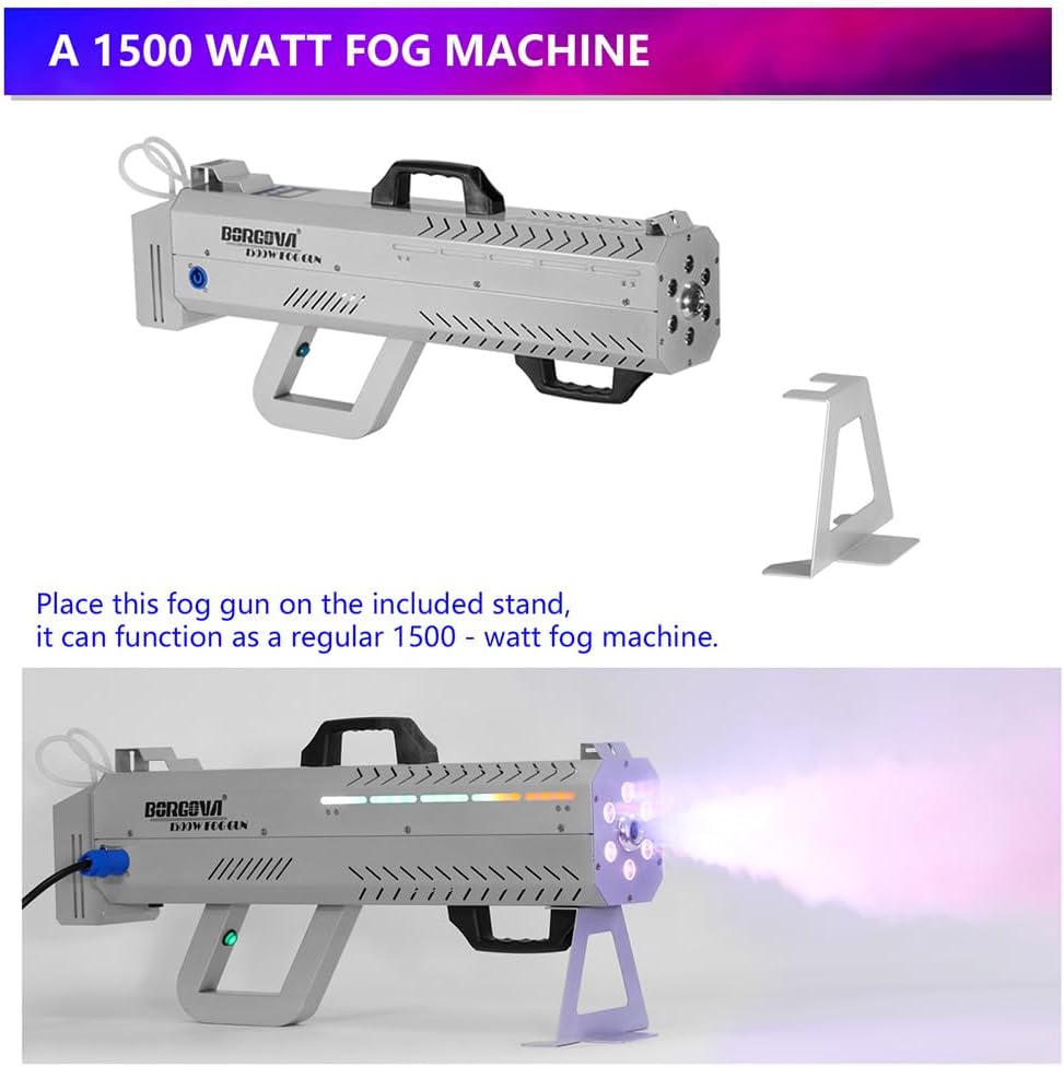 Smoke Gun for Party, 1500W Handheld Fog Machine Cannon with Color - Changing Lights, Perfect for