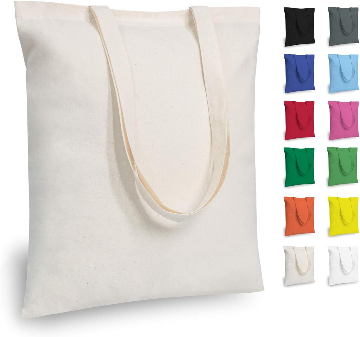 TOPDesign 12-Pack Economical 16"x15" Cotton Tote Bags, Lightweight Medium Reusable Grocery Shopping