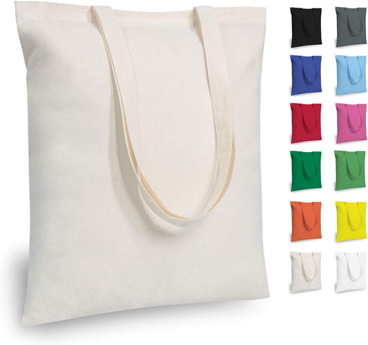 TOPDesign 12-Pack Economical 16"x15" Cotton Tote Bags, Lightweight Medium Reusable Grocery Shopping